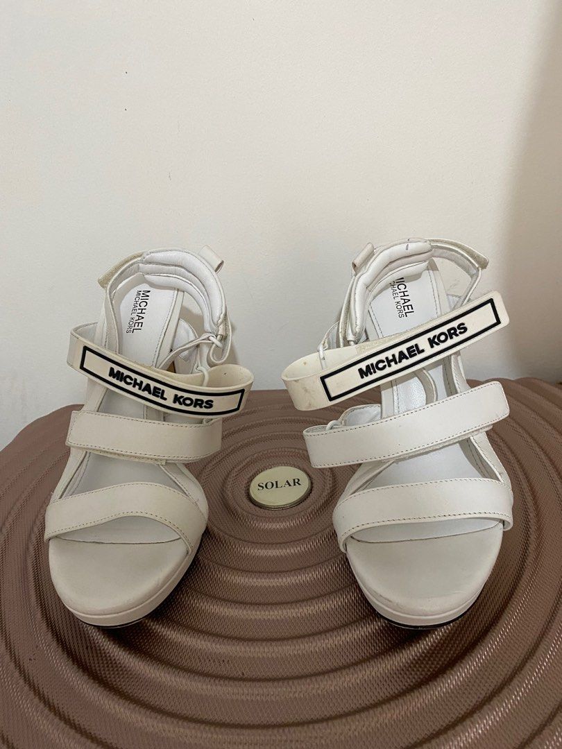 Michael Kors White Stiletto Heels (Category: Heels) located in Pasig City. Submitted by peritph (Listing ID 1333547008, Image 3). Description: Size 7 1/2 Heels - 4.33inch or 11cm Declutter Good to pair with jeans or long dress.