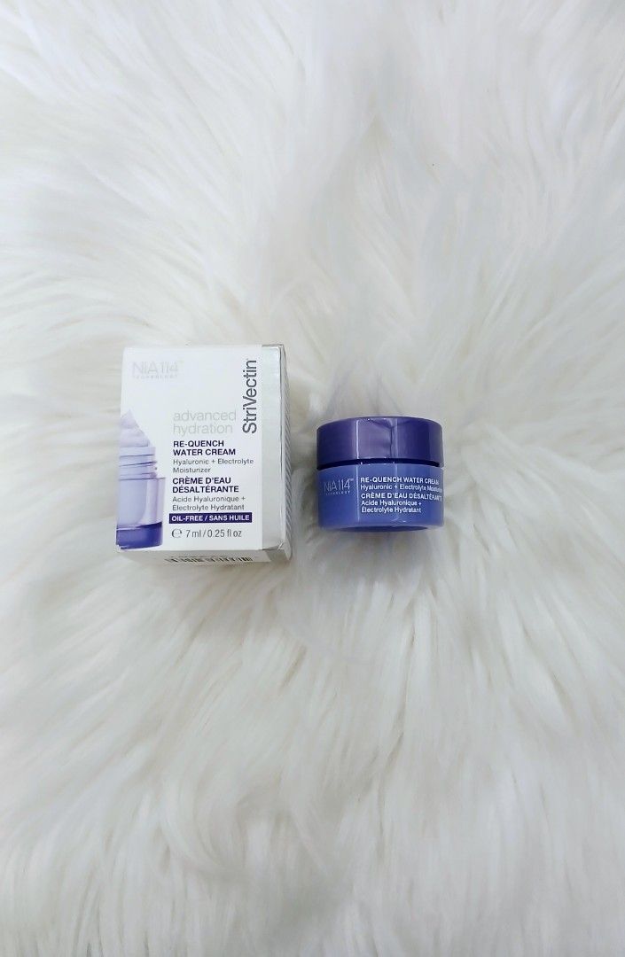 NIA114 TECHNOLOGY STRIVECTIN ADVANCED HYDRATION RE QUENCH WATER CREAM (Category: Face Care) located in San Juan City. Submitted by cashfrancefashioncosmetics_ph (Listing ID 1333519225, Image 1). Description: ‼️114 TECHNOLOGY STRIVECTIN ADVANCED HYDRATION RE QUENCH WATER CREAM 7ml 📌 850 Metal2nd.