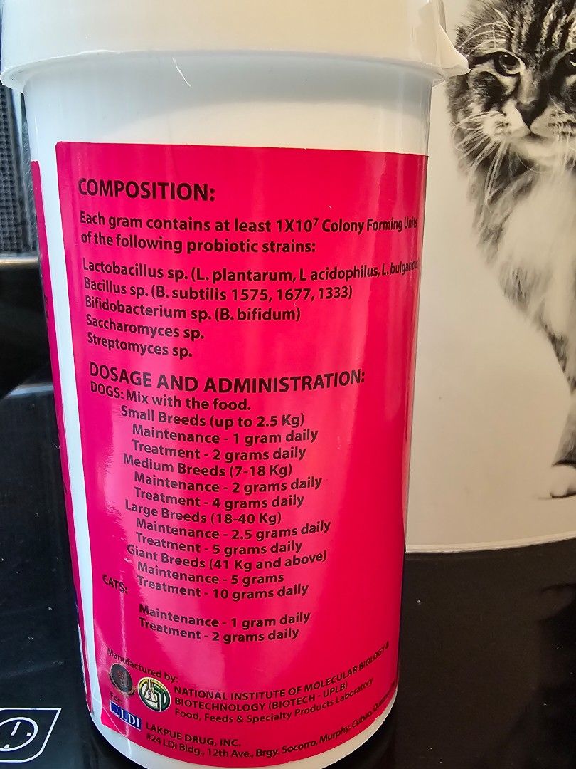 Pet Defense Probiotics 100g (Category: Health & Grooming) located in Manila. Submitted by sbmlk13 (Listing ID 1333608492, Image 3). Description: Probiotics for cats and dogs GCash/BPI Lalamove/Grab.