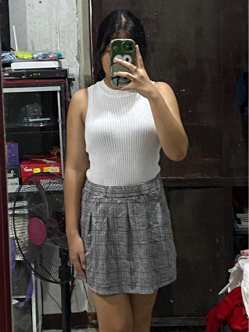 Plaid Gray Pleated Tennis Skirt Stretchy Cotton Garterized Plus Size Women s Fashion Bottoms Skirts on Carousell