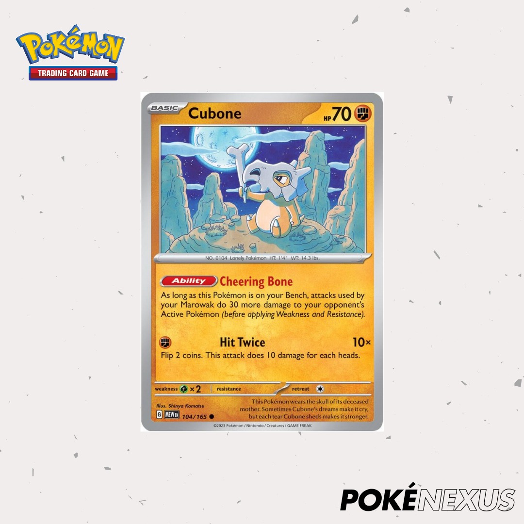 Pokémon TCG Cubone Scarlet & Violet - 151 104/165 Reverse Holo Common NM