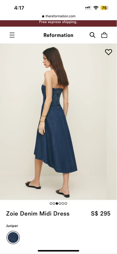 zoie denim midi dress Buy Reformation Grey Zoie Midi Dress in Denim For Women Online