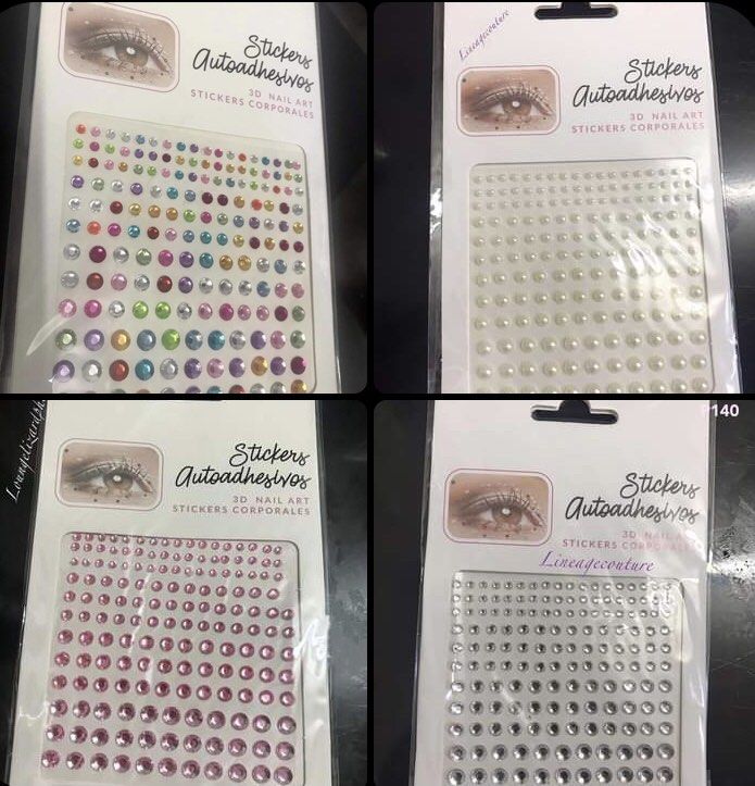 Rhinestone gems stickers (Category: Makeup) located in Manila. Submitted by lineagecouture (Listing ID 1269487405, Image 3). Description: Restock alert 🚨 Rhinestone Face gems P140 face stickers set hair body Gcash only Tondo.