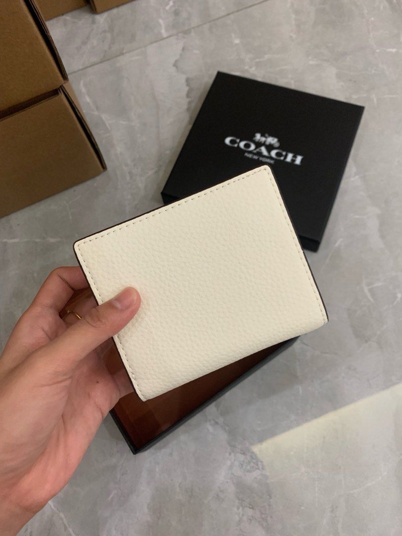 RM60 OFF 💥 Coach Small Bifold Wallet White Cat, Luxury, Bags