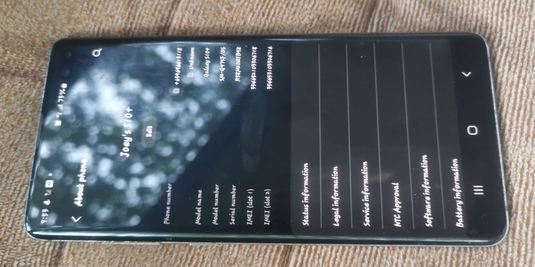 Samsung s10+ (Category: Samsung) located in Plaridel. Submitted by luckyhat (Listing ID 1333552080, Image 3). Description: no amoled burn no dead fixel 128gb ram.