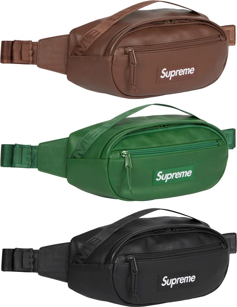 supreme Leather Waist Bag green新品