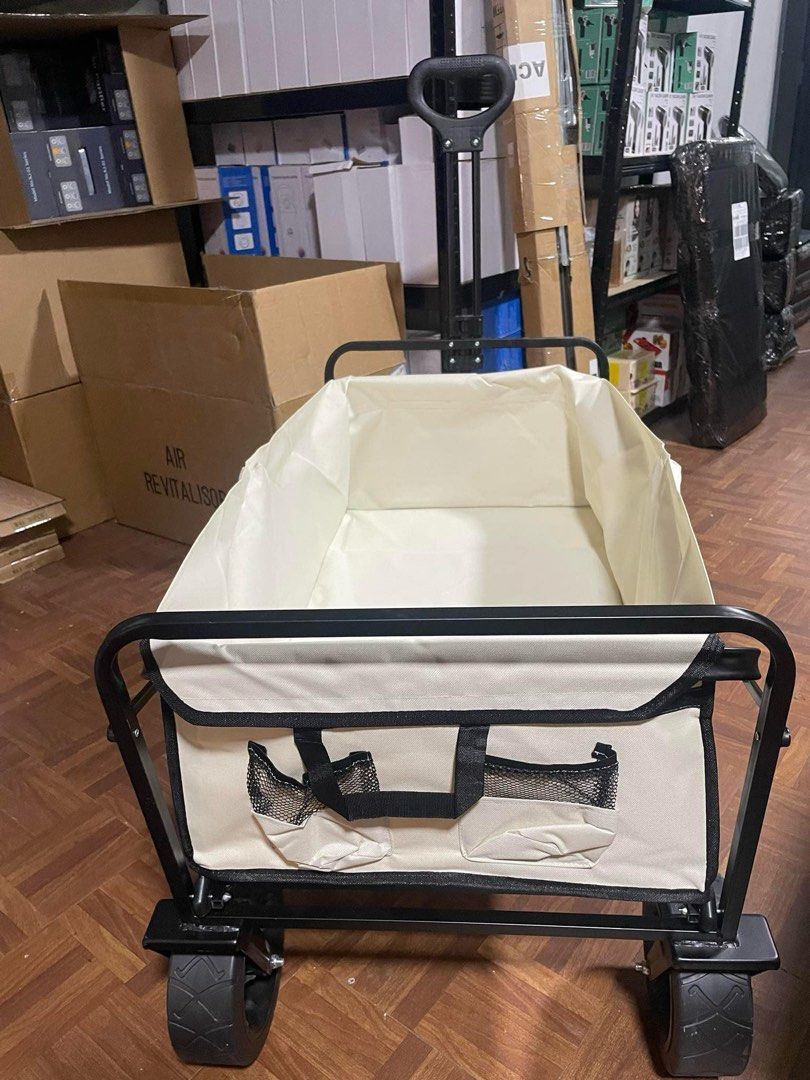 Trolley wagon cart (Category: Strollers) located in Pasig City. Submitted by gammad_05 (Listing ID 1333591512, Image 2). Description: CAMPING CART / FOLDING WAGON FOR SALE ‼️ HEAVY DUTY BIG SIZE & BIG WHEELS KAKHI COLOR ONLY 🪬This trolley helps you effortlessly transport your camping equipment to your campsite. For storage, it folds up into a compact package. More eco-friendly.🪬 ✅️ Heavy-duty, Extra thick steel frame to ensure sturdines ✅️ Up t