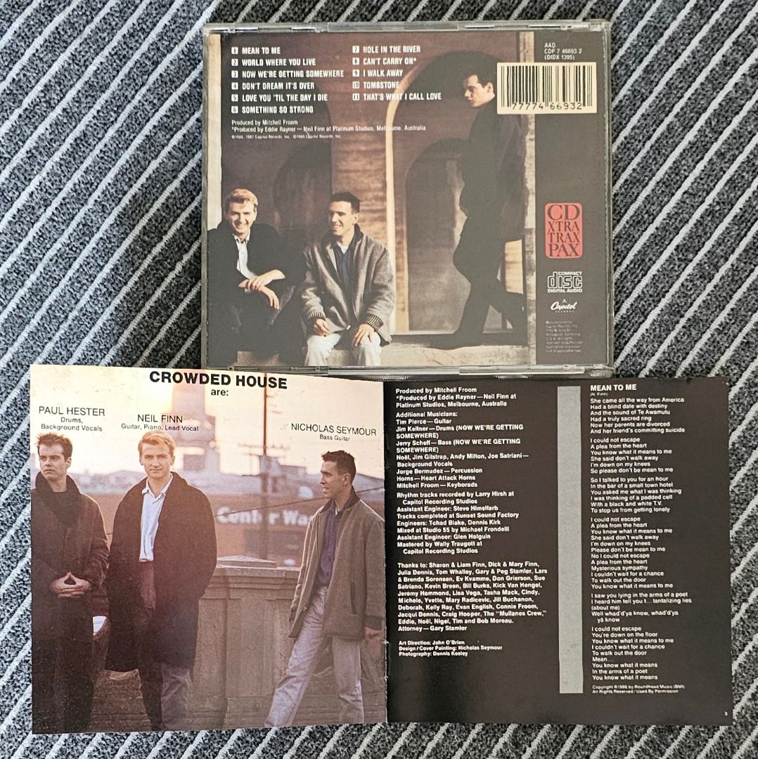 🌟 🇸🇬 [AAD CD XTRA TRAX PAX] Crowded House Self Titled (Category: CDs & DVDs) located in Singapore. Submitted by strangecell (Listing ID 1333637715, Image 2). Description: Many more Various Genres: https://www.carousell.sg/p/1253907759 Easy Listening, Lounge, Jazz Funk Soul, Chill-out: https://carousell.com/p/1028943398 Electronic Dance, EDM, DJ Mix: https://carousell.com/p/1035784902 Self-collect at Area Serangoon Central or add $2 for Track m