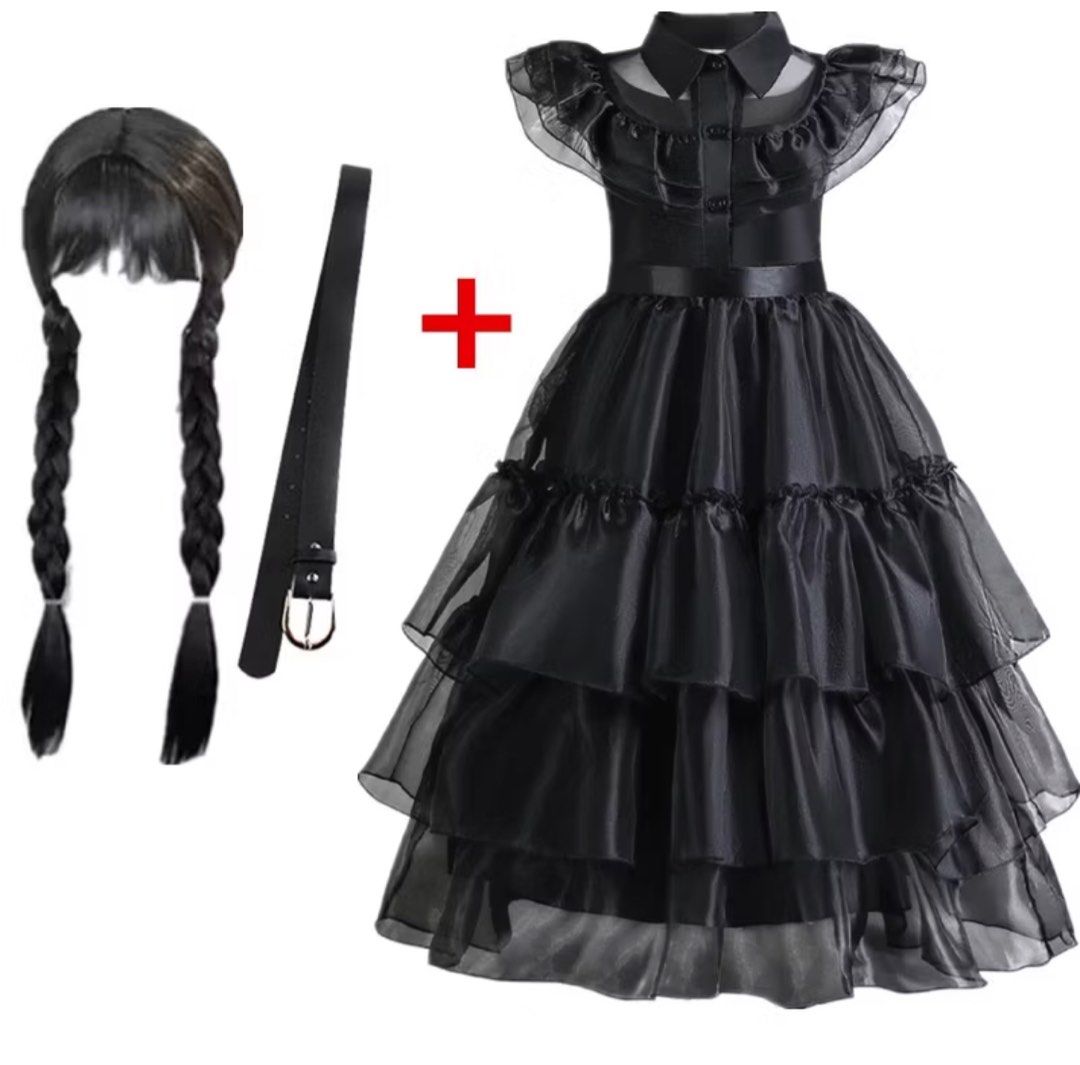 Wednesday costume (with wig) (Category: Dresses) located in Imus. Submitted by aaa1111__ (Listing ID 1333509944, Image 1). Description: • wig is included, no belt • never used •kids sized for 9-14 y.o.