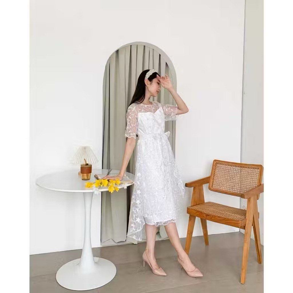 White party dress, Fesyen Wanita, Pakaian Wanita, Gaun Rok di