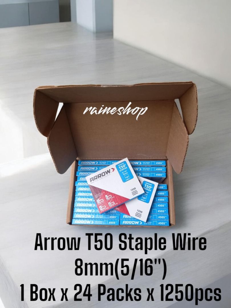 Arrow T50 Staple Wire Guntacker Wire 8mm 10mm etc (Category: Office Furniture & Fixtures) located in Manila. Submitted by raineshop77 (Listing ID 1333732764, Image 2). Description: Arrow T50 Staple Wires Available 8mm (5/16) 10mm (3/8") 12mm Retail Wholesale SMS or Call to Inquire 09664717066 or 09176495570 .