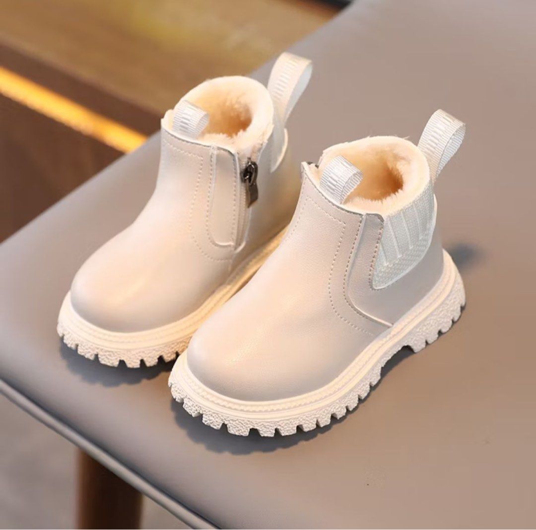 Casual White Velvet Booties Autumn Winter Fashion Boys Girls