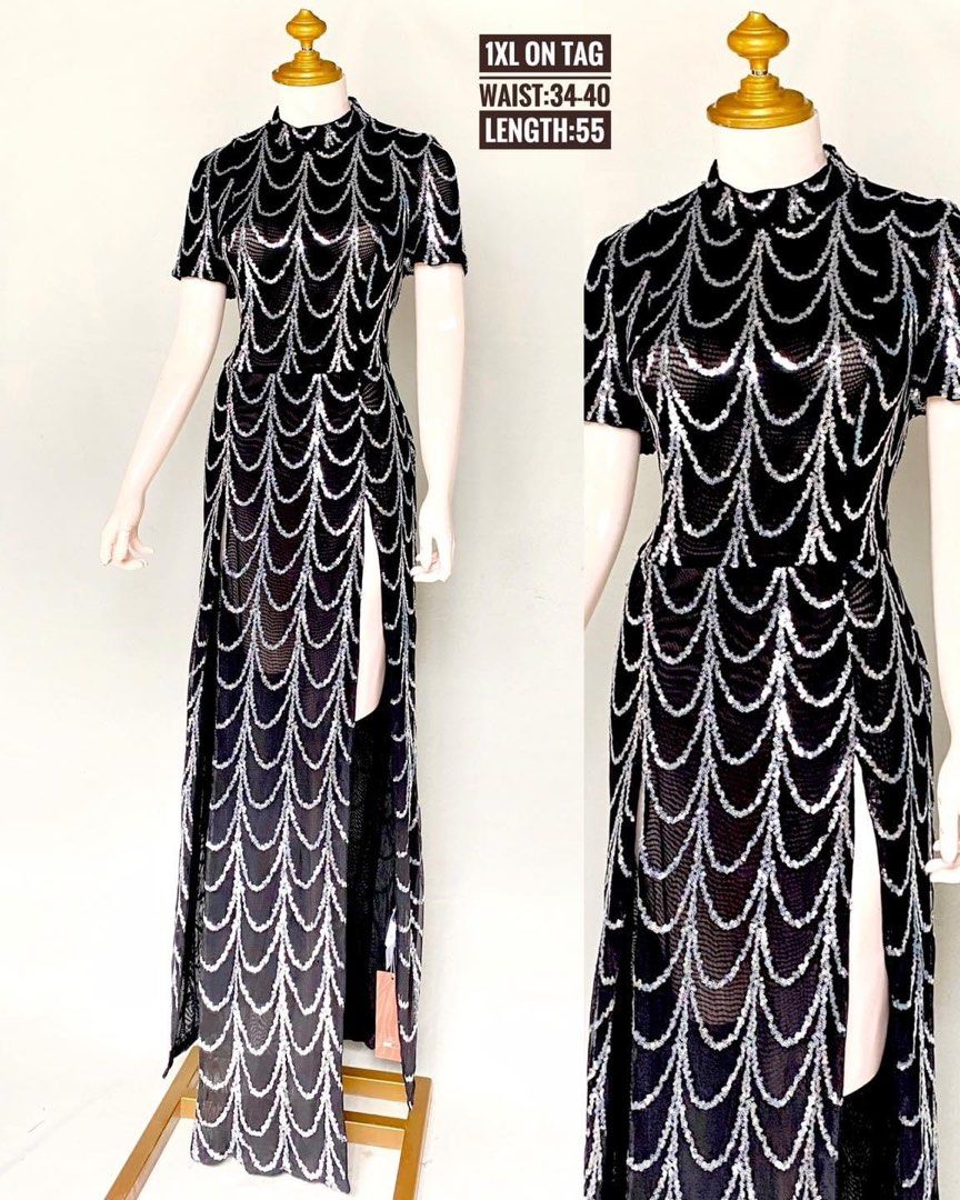 Black Silver Long Gown for Plus Size (Category: Dresses) located in Taytay. Submitted by _carla_ (Listing ID 1333696573, Image 1). Description: 0xl 32-36 1 xl 36-40 - SOLD brandnew 1 item Loc: Taytay Rizal Lalamove or J&T Gcash payment first.