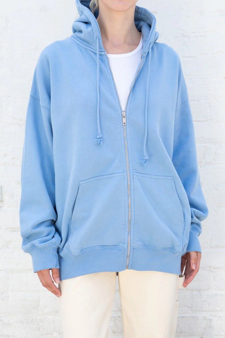 Light blue oversized zip up hoodie top