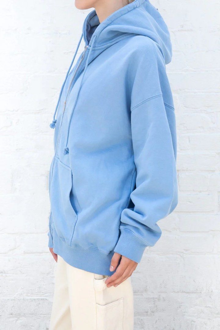 Brandy Melville Christy Carla Oversized Zip Up Hoodie Sky Blue Light Blue