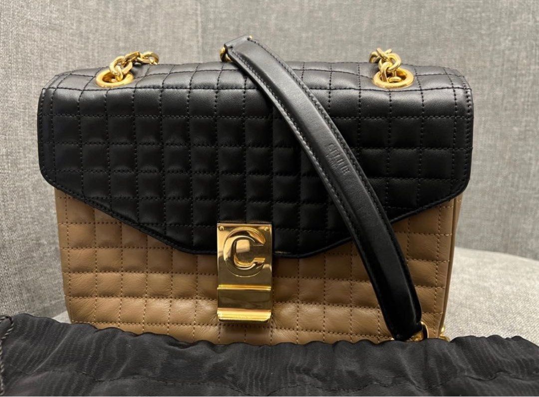 Celine Medium C Light Camel Brown Black Quilted Leather Cross Bag Luxury Bags Wallets on Carousell