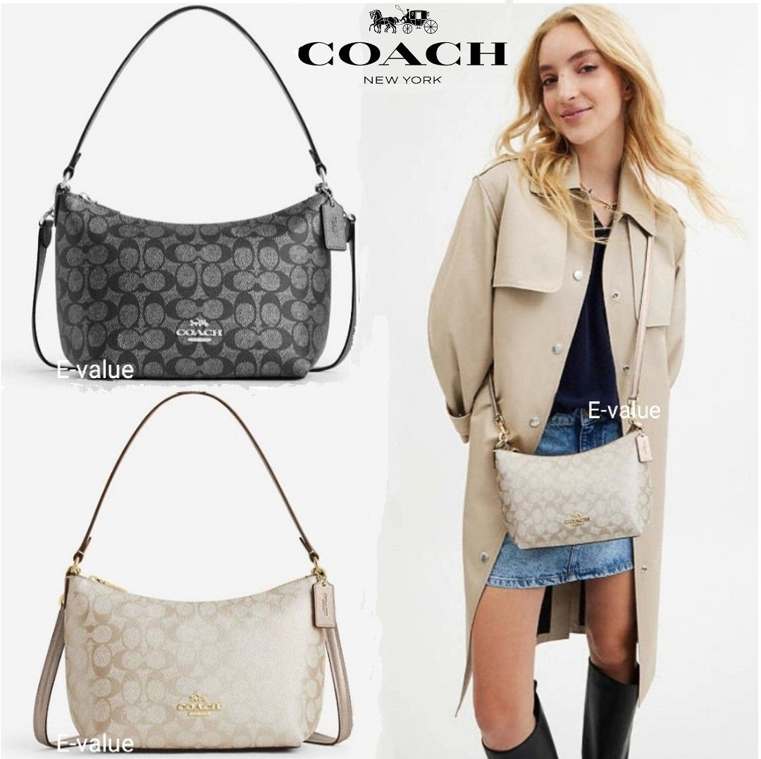 Coach Original Signature Gold Black Zip Top Shoulder Crossbody Bag For Women Come With Complete Set Suitable For Gift Luxury Bags Wallets on Carousell