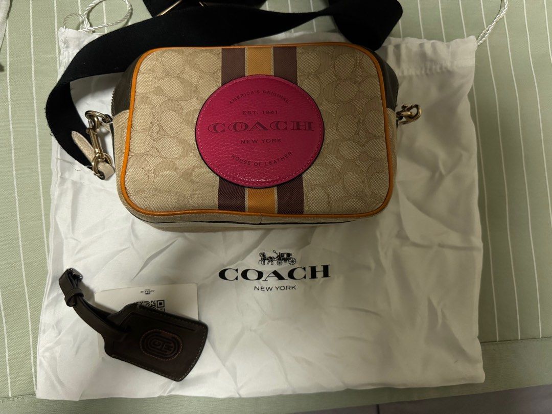 COACH WOMENS DEMPSEY CAMERA BAG IN SIGNATURE JACQUARD WITH STRIPE AND COACH PATCH