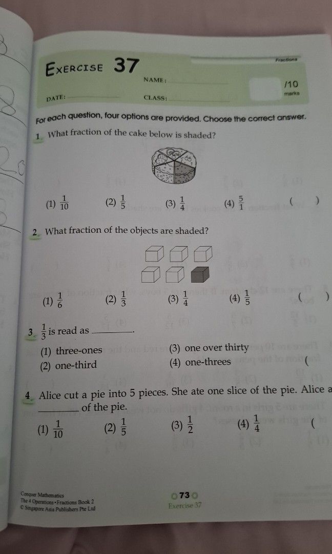Conquer Math P2 (Category: Assessment Books) located in Singapore. Submitted by allmajeq (Listing ID 1333680880, Image 2). Description: well used but fractions section all blank.