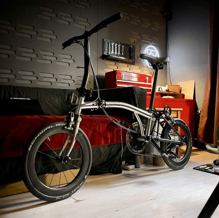 Custom built Brompton C Line ultralight clone fully modded titanium trifold