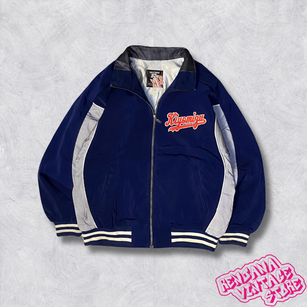 Descente Baseball Varsity Vintage Casual Boxy Jacket Work Embroidery  Tracktop Jaket