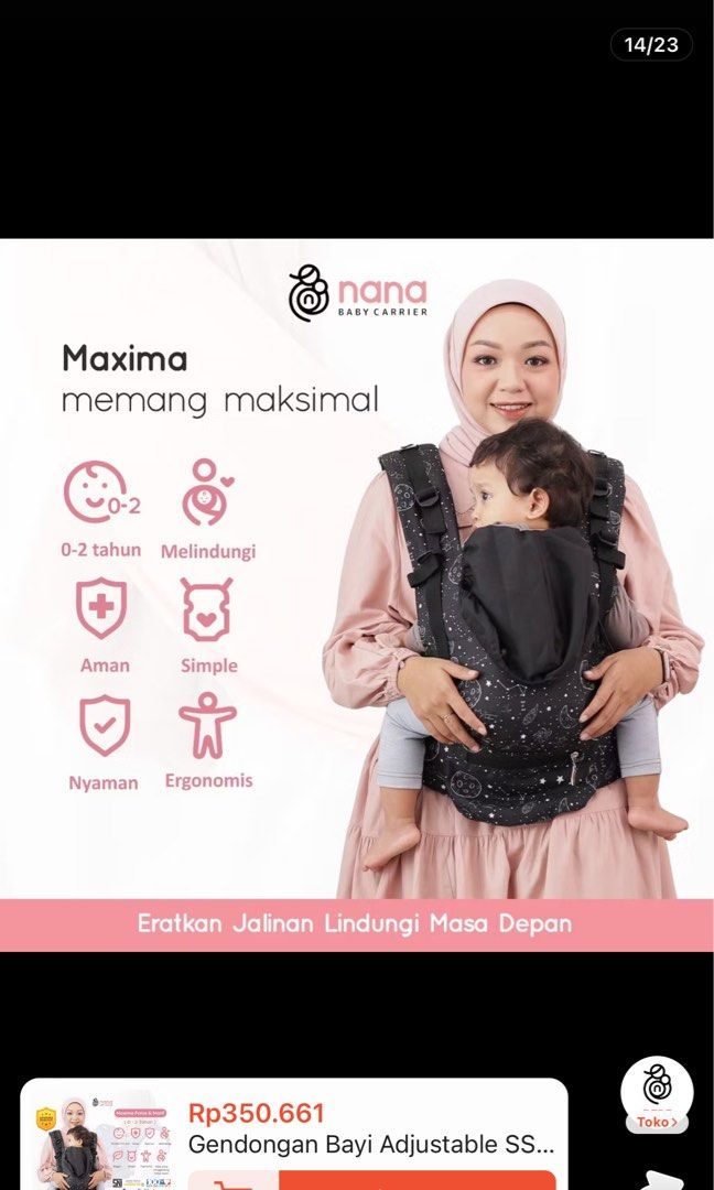 Gendongan ssc nana baby carrier maxima