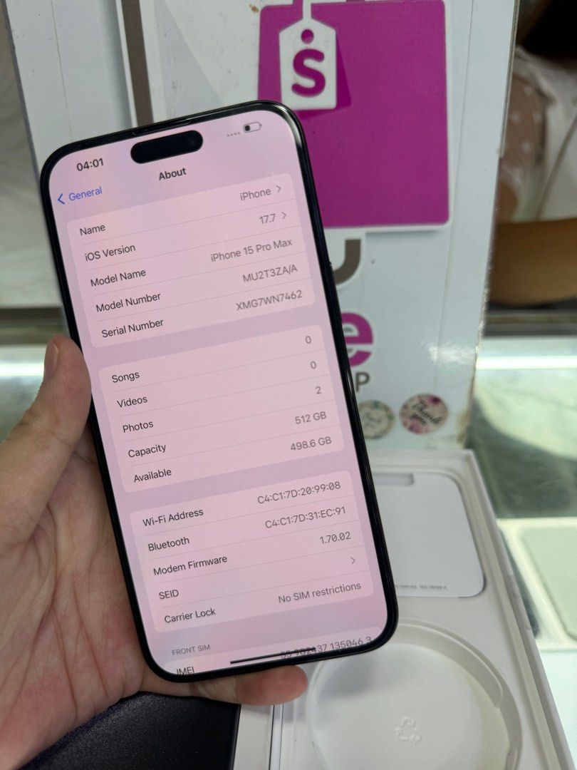 iphone 15 pro max 512gb dual sim good as new (Category: iPhone 15 Series) located in Cainta. Submitted by vine_gadget_shop (Listing ID 1333782964, Image 3). Description: iphone 15 pro max 256gb dual sim good as new hk variant complete package pick up store greenhills shopping center we accept trade in we accepy credit card and ggives installment we do cod and door to door we ship nationwide for fast transaction call 09277368323 look for vine visi