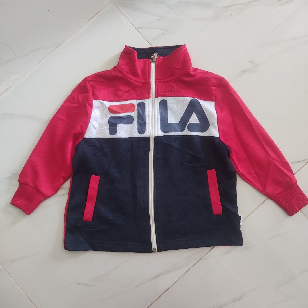 Kids FILA Sportswear Spellout Sports Outdoor Zipper Trainer Tracktop Jacket Babies Kids Babies Kids Fashion on Carousell
