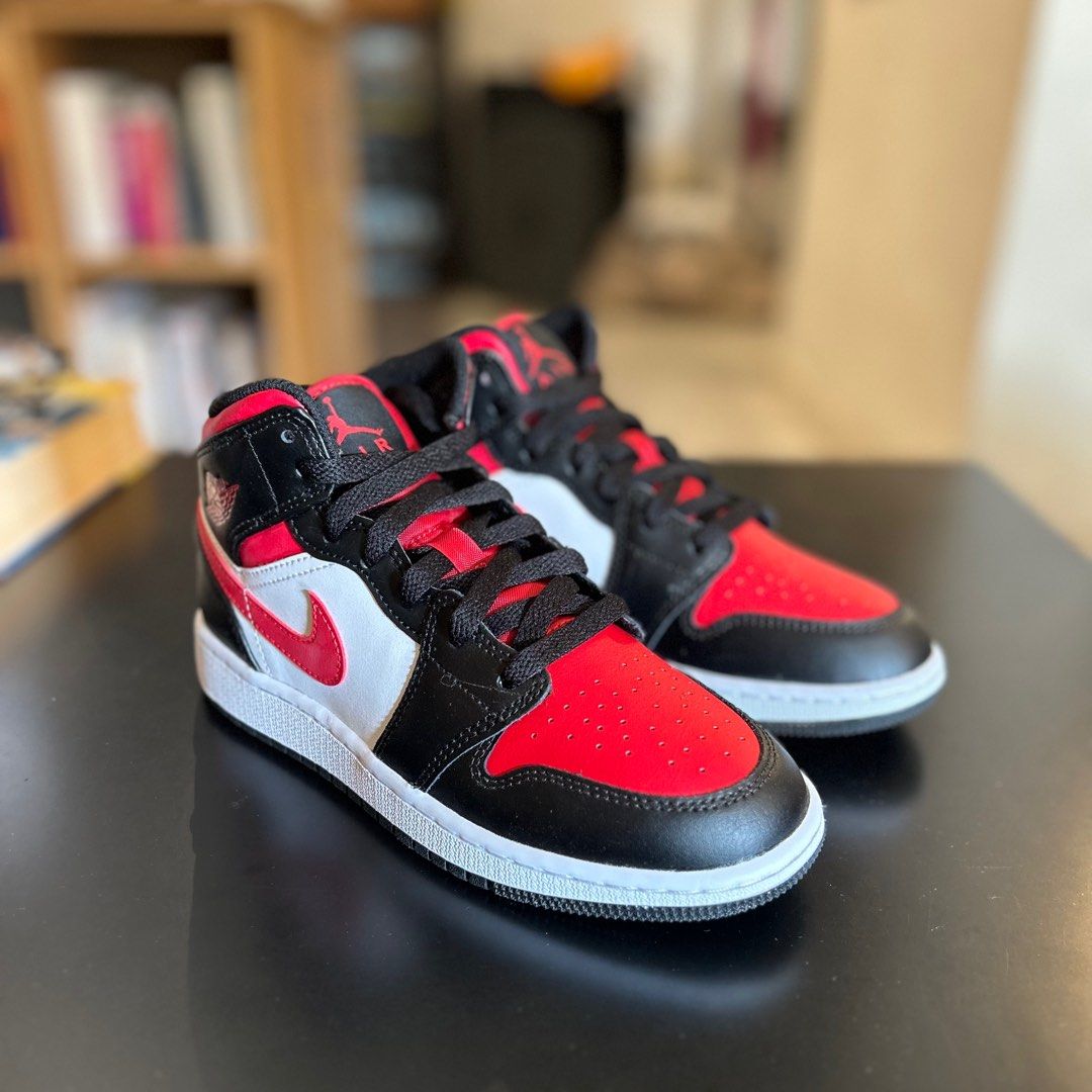 Junior AIR JORDAN MID (GS) BLACK/FIRE RED-WHITE, Babies Kids