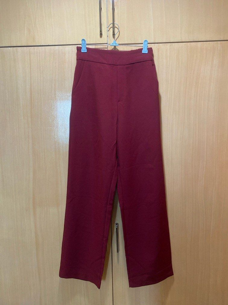 Korean red Trouser (Category: Other Bottoms) located in Manila. Submitted by _closet_declutter_ (Listing ID 1333715256, Image 1). Description: Garterized fits small to medium Nakaka long legs!!.
