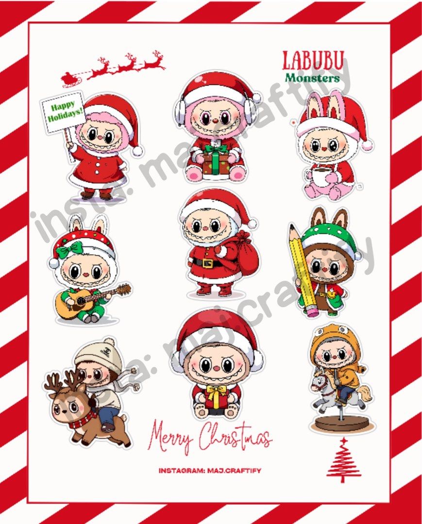 Labubu Offical Sticker Labubu Stickers Christmas Edition, Hobbies & Toys, Stationery & Craft ...