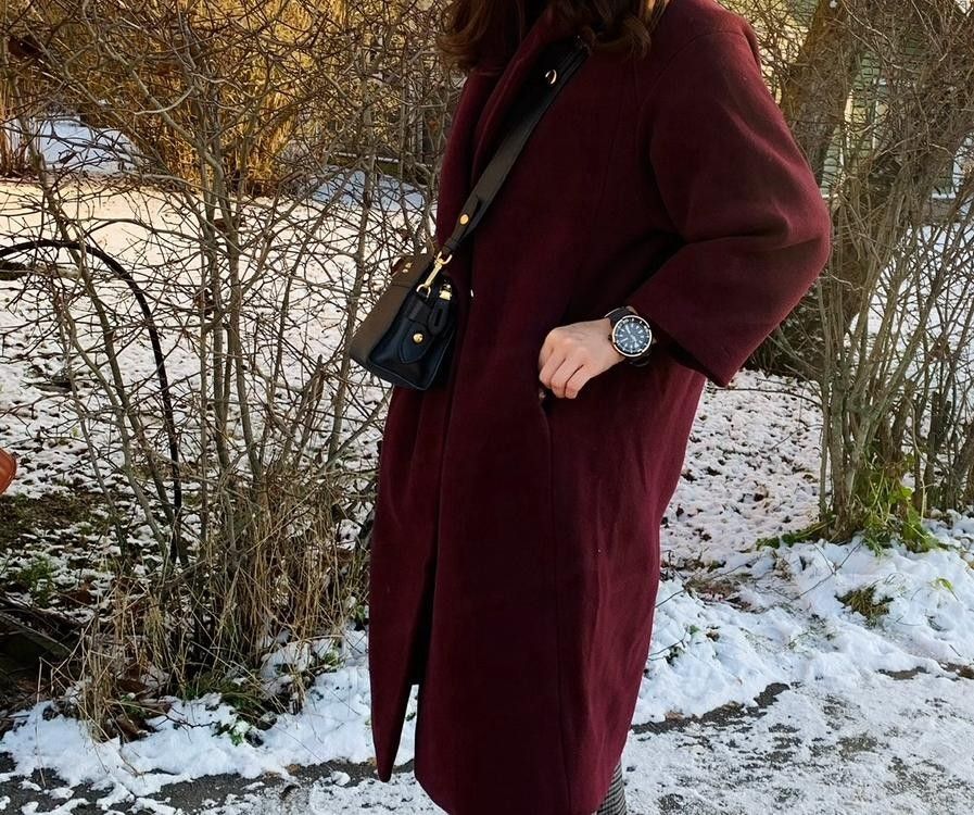 H M maroon winter coat