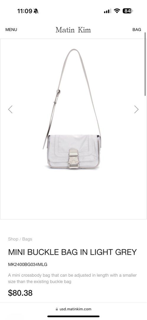 MATIN KIM MINI BUCKLE BAG IN LIGHT GREY（MATIN KIM] BIG