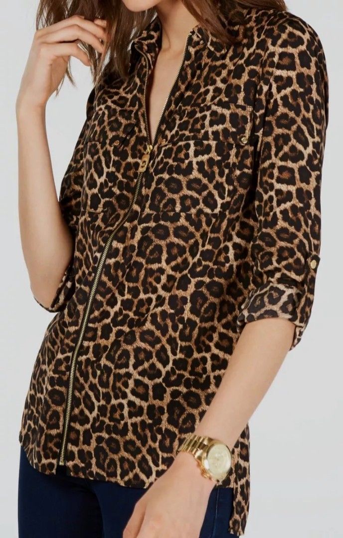 MICHAEL KORS LEOPARD BLOUSE Women s Fashion Tops Blouses on Carousell