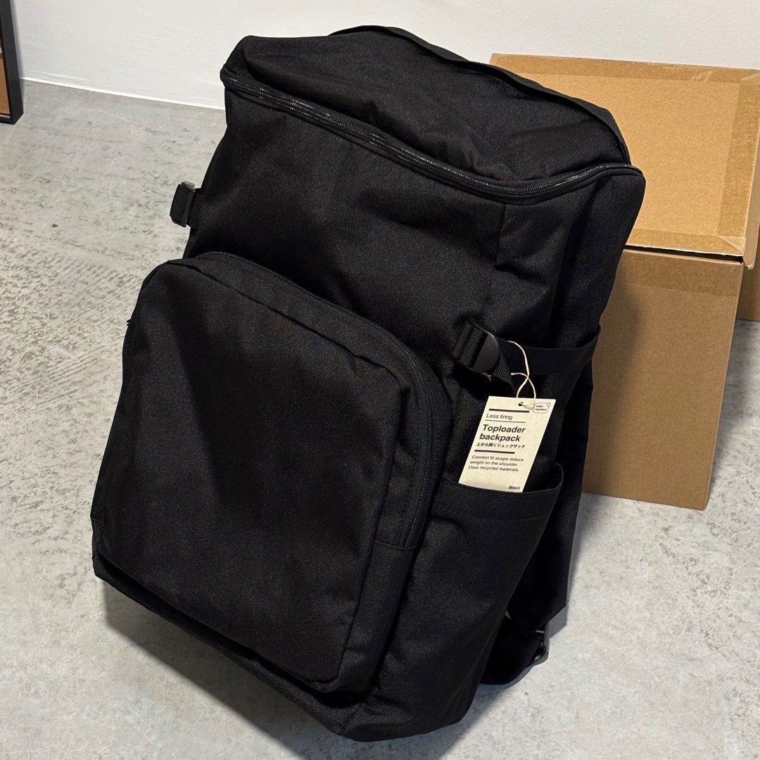 NEW MUJI Water Repellent Thick Fabric Jet Black Backpack Everyday Cross Mesh Grid Carry on 28L Travel Commute Bag Multi Compartment FREE CARABINER Men s Fashion Bags Backpacks on Carousell