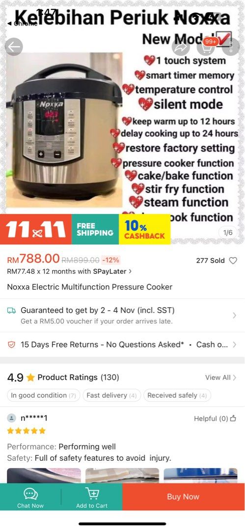 Noxxa Electric Multifunction Pressure Cooker