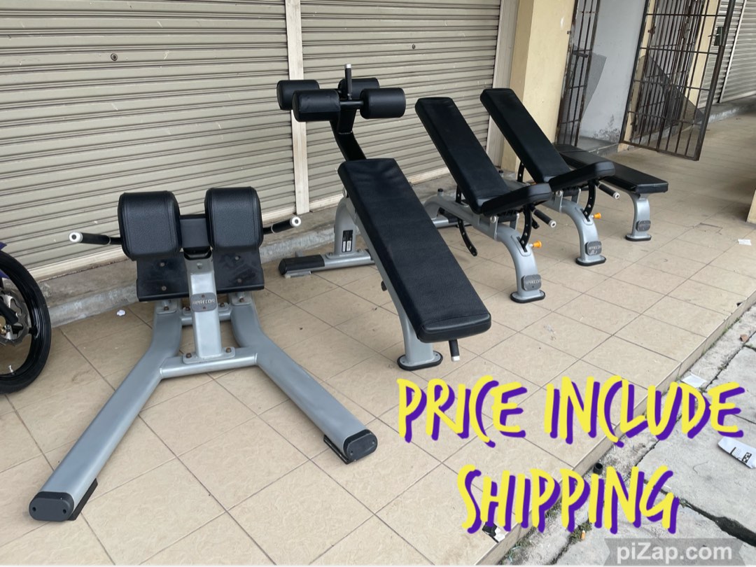 Precor USA super bench set free weight gym adjustable bench back extension hyperextension decline abdominal sit up flat dumbbell barbell Sports Equipment Exercise Fitness Weights Dumbbells on Carousel...