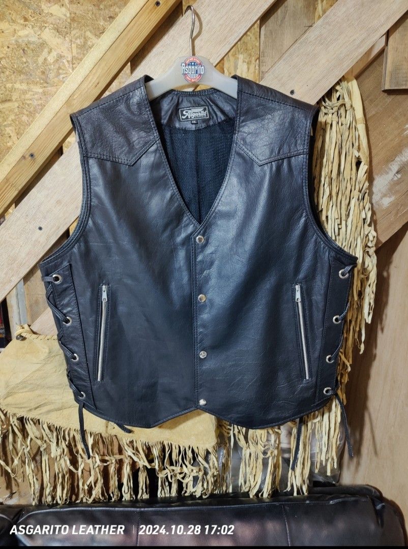 Vest kulit biker on sale
