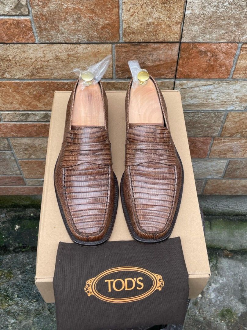 TOD S in Exotic Full Lizard Skin Leather Penny Loafers Size 9 US 8 UK
