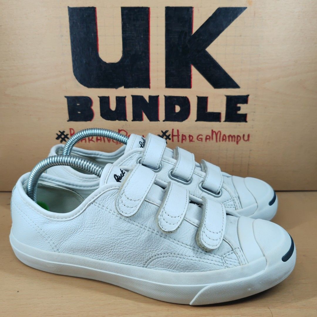 UKBundle 6.5UK 25CM Converse Jack Purcell 3V Leather Velcro Strap White Men s Fashion Footwear Sneakers on Carousell