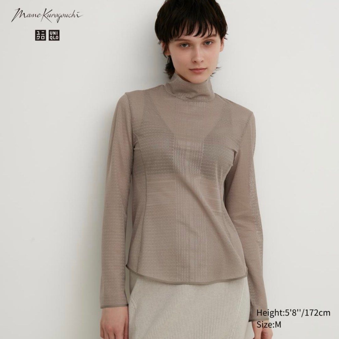 Uniqlo x Mame Kurogouchi 網眼中高領T恤(長袖) 462860, 她的時尚  