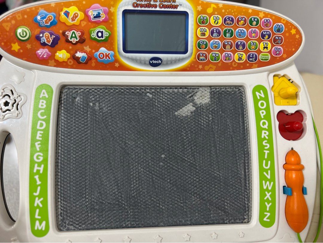 Vtech learning toys( write and learn) (Category: Infant Playtime) located in San Pablo. Submitted by anshinsuru (Listing ID 1333679215, Image 2). Description: all buttons are working. with issue . 2nd picture shows area na hindi na po nasusulatan. nasa upper part naman po si di siya talaga gamitin. effectively teaches kids to write.