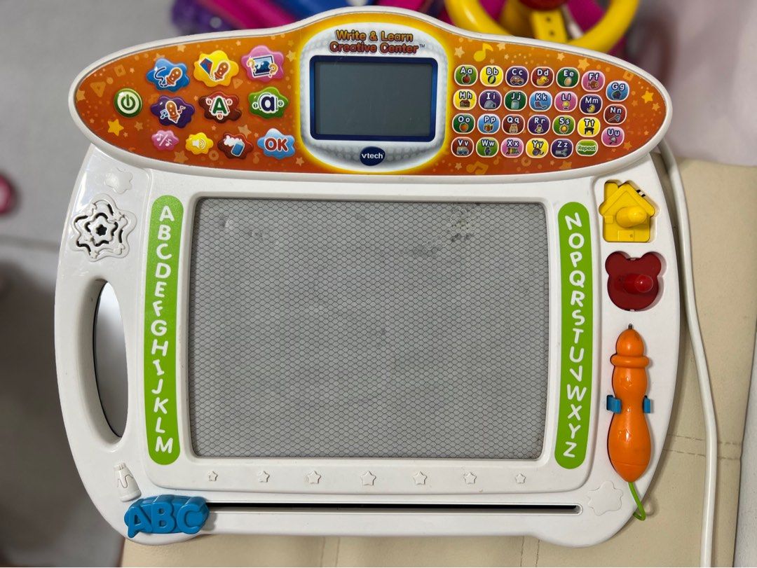 Vtech learning toys( write and learn) (Category: Infant Playtime) located in San Pablo. Submitted by anshinsuru (Listing ID 1333679215, Image 1). Description: all buttons are working. with issue . 2nd picture shows area na hindi na po nasusulatan. nasa upper part naman po si di siya talaga gamitin. effectively teaches kids to write.
