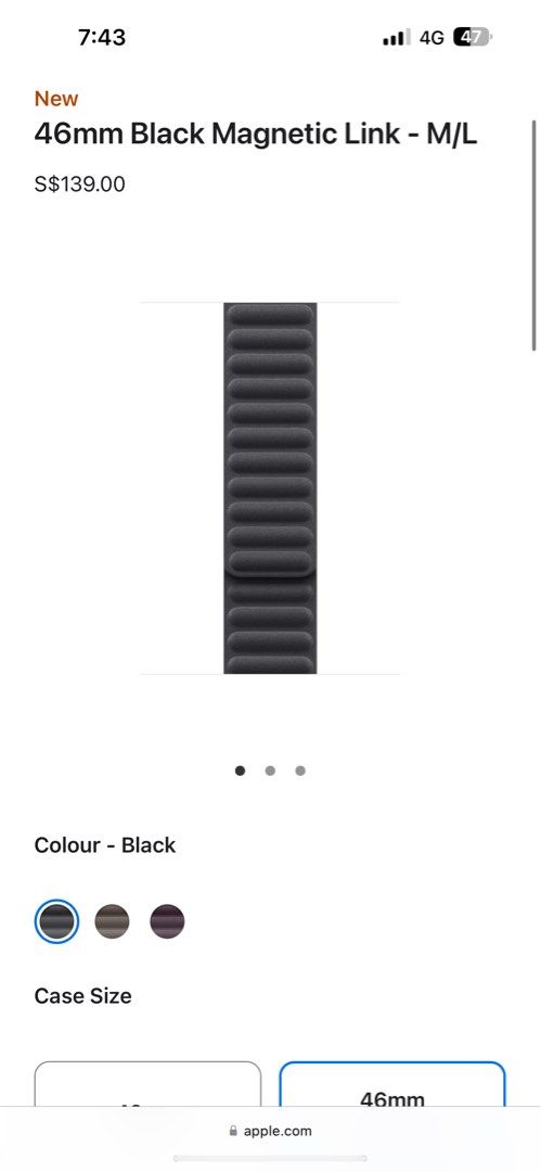 Watch strap (Category: Wearables & Smart Watches) located in Singapore. Submitted by christineyyx (Listing ID 1333587366, Image 2). Description: 45 MM no box I threw it away brought from apple shop brought it at $139 Can show you prove of the receipt I purchase from apple shop .