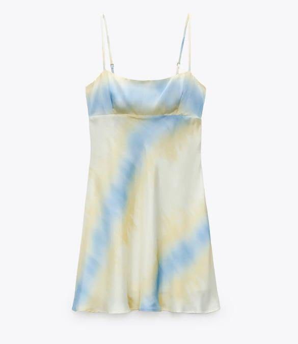 zara tie dye slip dress BNWT BLUE Denim Print Satin SIZE Xs-small Mine: 900 Steal: 980 Own: 1150 NO DELETING OF COMMENT NO RUSH SHIPPING 1 day reservation only No details, No mine Zara pastel tie dye satin