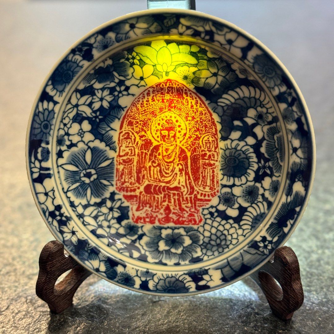 清代青花瓷器 缠枝莲纹文房水盂 Antique Chinese Qing Blue And White Porcelain Artwork Water  Pot