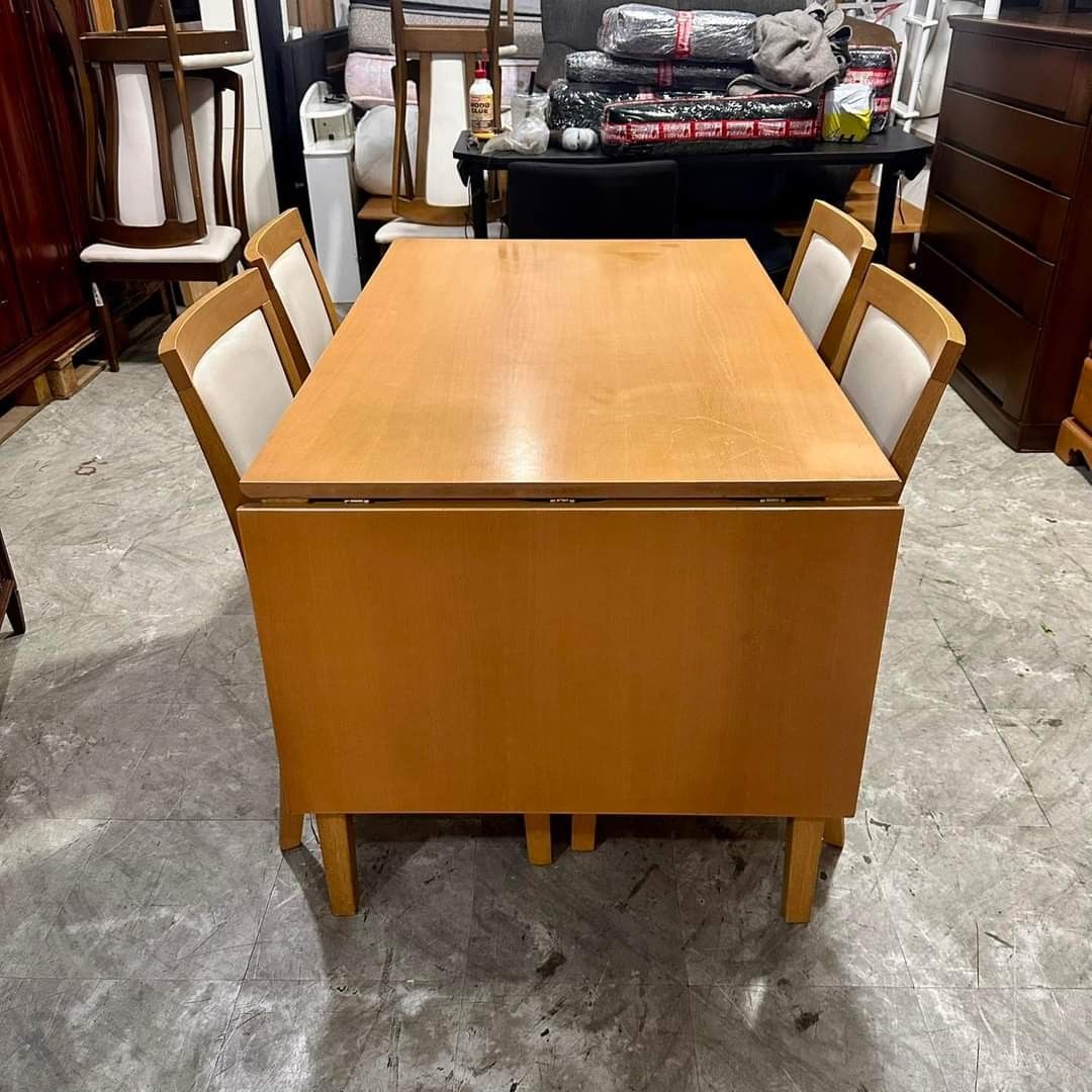 4 to 6 Seater Extendable Dining Table with Chairs Set, Furniture & Home ...