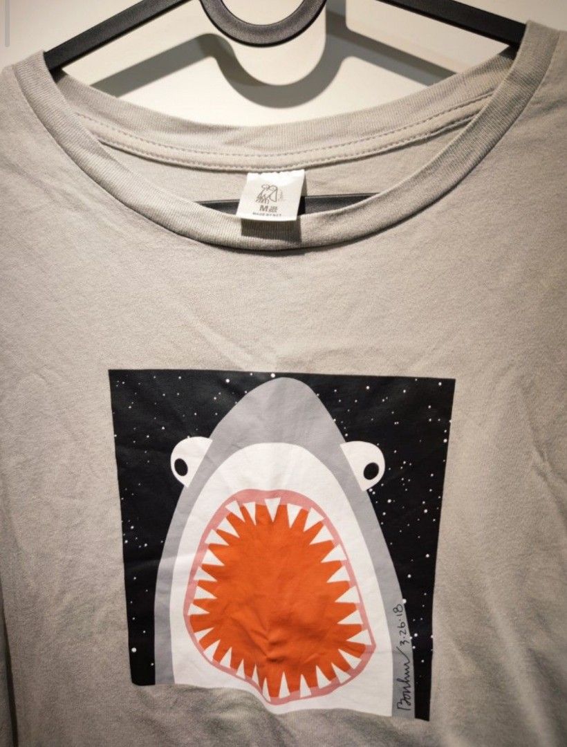 淺灰 鯊魚卡通圖案T恤 | 兒童 女性 皆可穿