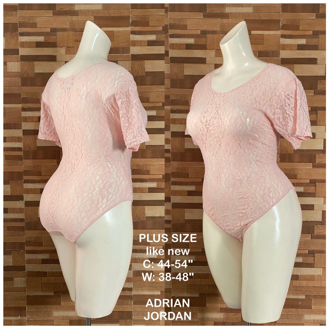 Adrian Jordan Plus Size Lace Bodysuit (Category: Others Tops) located in Manila. Submitted by meisu_mnl (Listing ID 1329054139, Image 1). Description: 🌸 Adrian Jordan Plus Size Lace Bodysuit – Like New 🌸 Super pretty blush pink lace bodysuit ✨ Soft, stretchy, and very flattering on curves! Perfect for layering, date nights, or styled with jeans/skirts 💗 📌 Brand: Adrian Jordan 📌 Condition: Like new 📌 Size: Plus Size 📏 Chest: 44–54 inches 📏