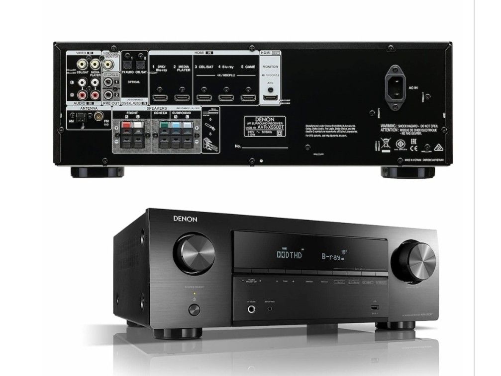 Amplifier Denon AVRX550BT 5.2 Channel 4K Ultra HD AV Receiver with